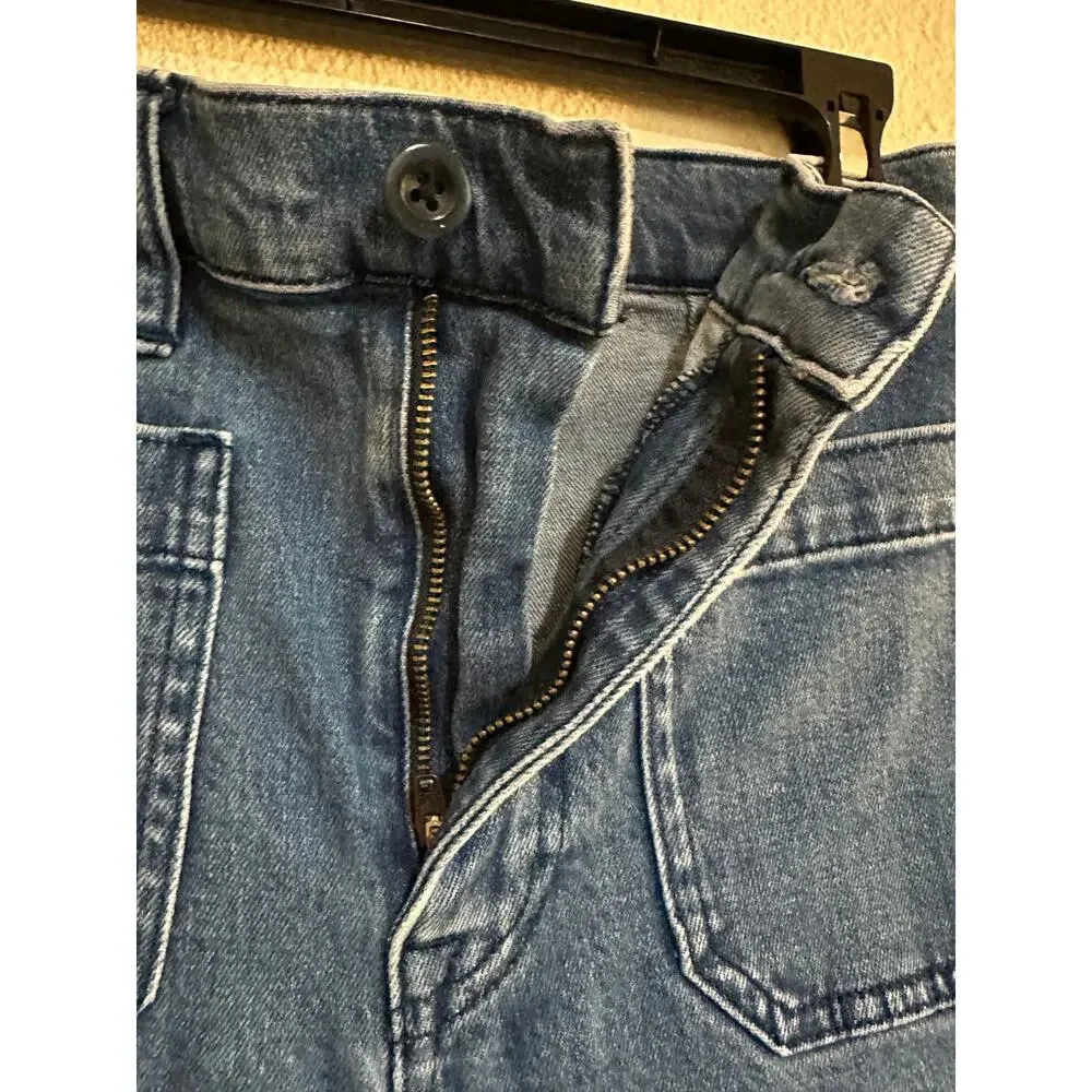 Point Sur Wide Leg Cropped Jeans Size 28 High Rise Blue Denim